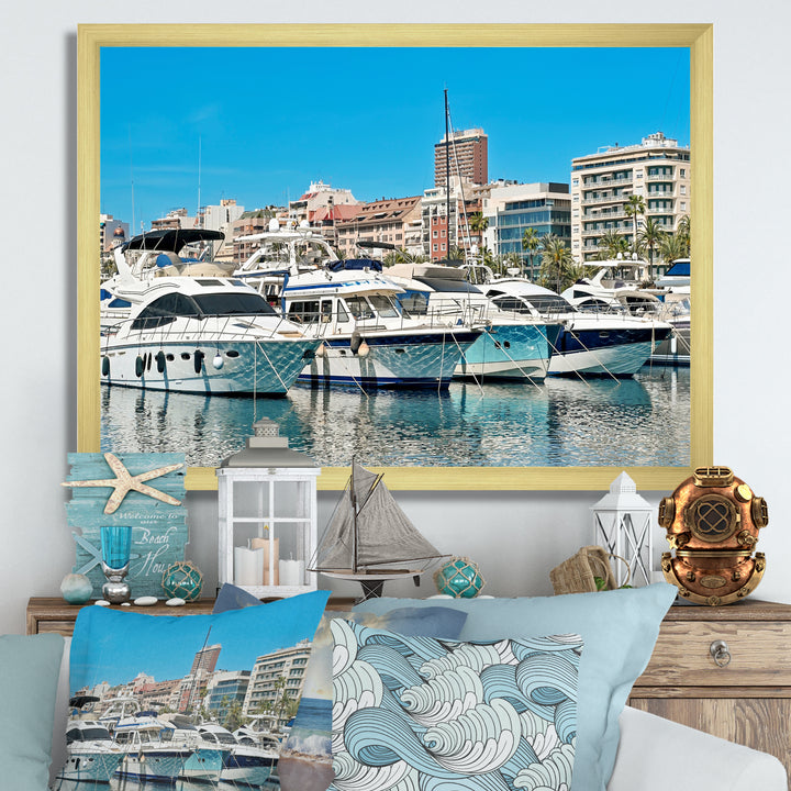 Boats Docked At Port Alicante Spain - Boat Canvas Wall Art