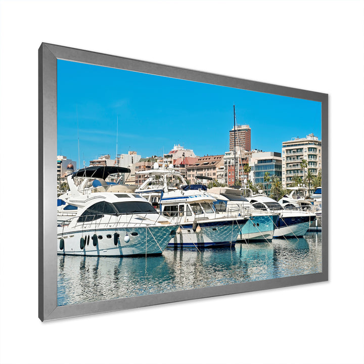 Boats Docked At Port Alicante Spain - Boat Canvas Wall Art