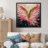 Pink And Gold Angel Wings - Abstract Canvas Wall Art