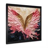 Pink And Gold Angel Wings - Abstract Canvas Wall Art