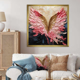 Pink And Gold Angel Wings - Abstract Canvas Wall Art