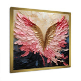 Pink And Gold Angel Wings - Abstract Canvas Wall Art