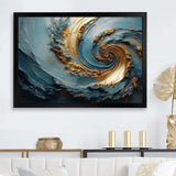 Gold And Blue Vortex Poteries - Abstract Canvas Wall Art