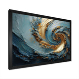 Gold And Blue Vortex Poteries - Abstract Canvas Wall Art