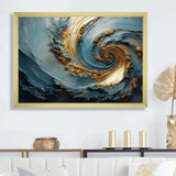 Gold And Blue Vortex Poteries - Abstract Canvas Wall Art