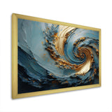 Gold And Blue Vortex Poteries - Abstract Canvas Wall Art