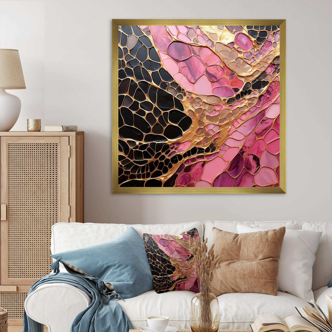 Minimalism Pink Gold Poteries - Abstract Canvas Wall Art