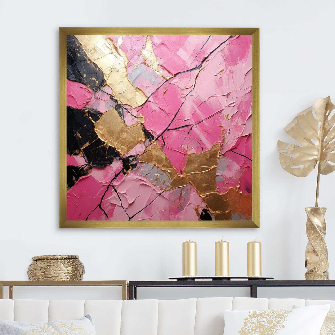 Minimalism Pink Gold Poteries I - Abstract Canvas Wall Art