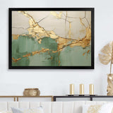 Green Gold Minimalism Poteries - Abstract Canvas Wall Art