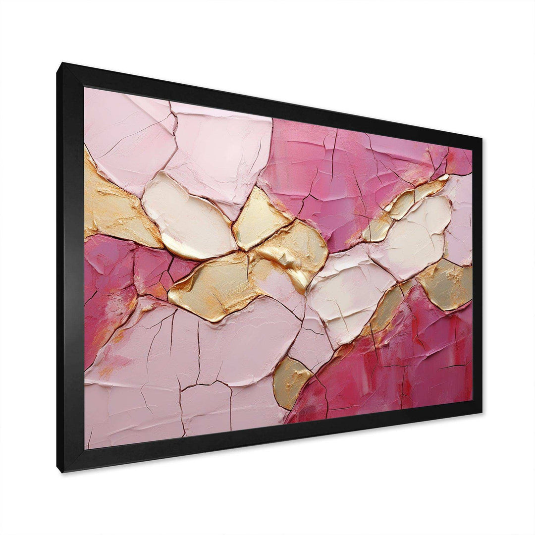 Gold Pink Minimalism Poteries - Abstract Canvas Wall Art