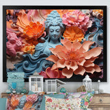 Blooming Buddhism Statue I - Spiritual Canvas Wall Art