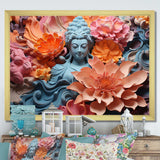 Blooming Buddhism Statue I - Spiritual Canvas Wall Art