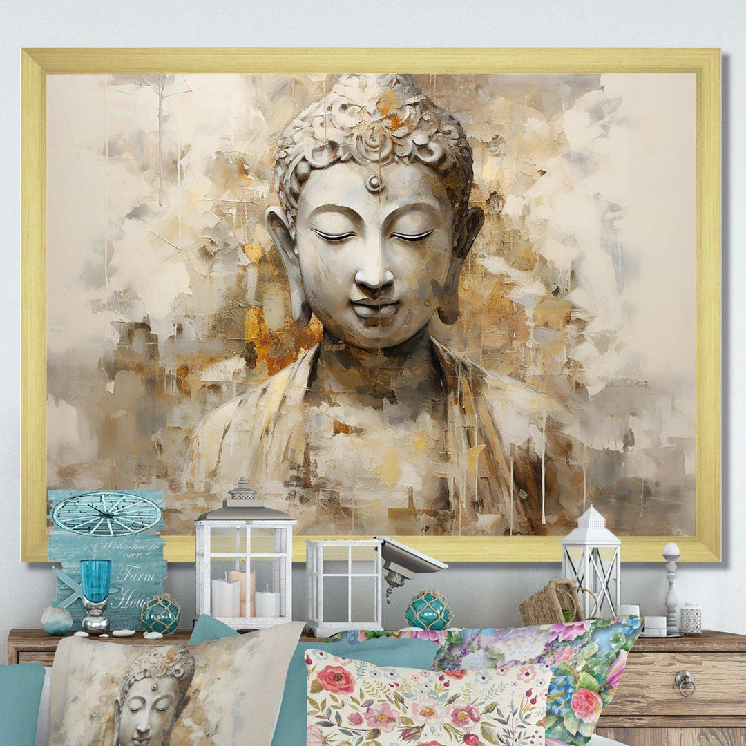 Simple Buddhism Statue II - Spiritual Canvas Wall Art