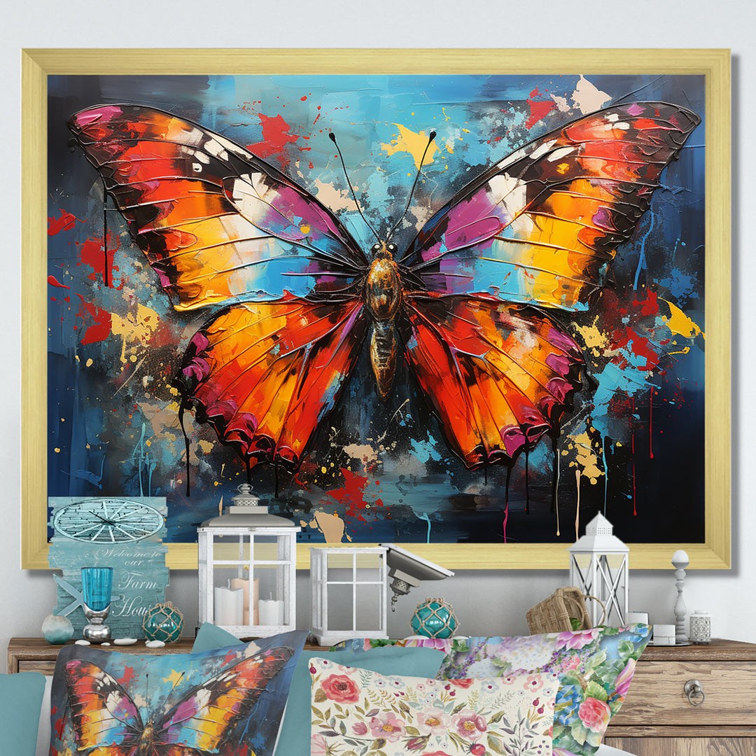 Bold Pop Colors Infuse Butterflies With Energy - Butterfly Framed Canvas Art