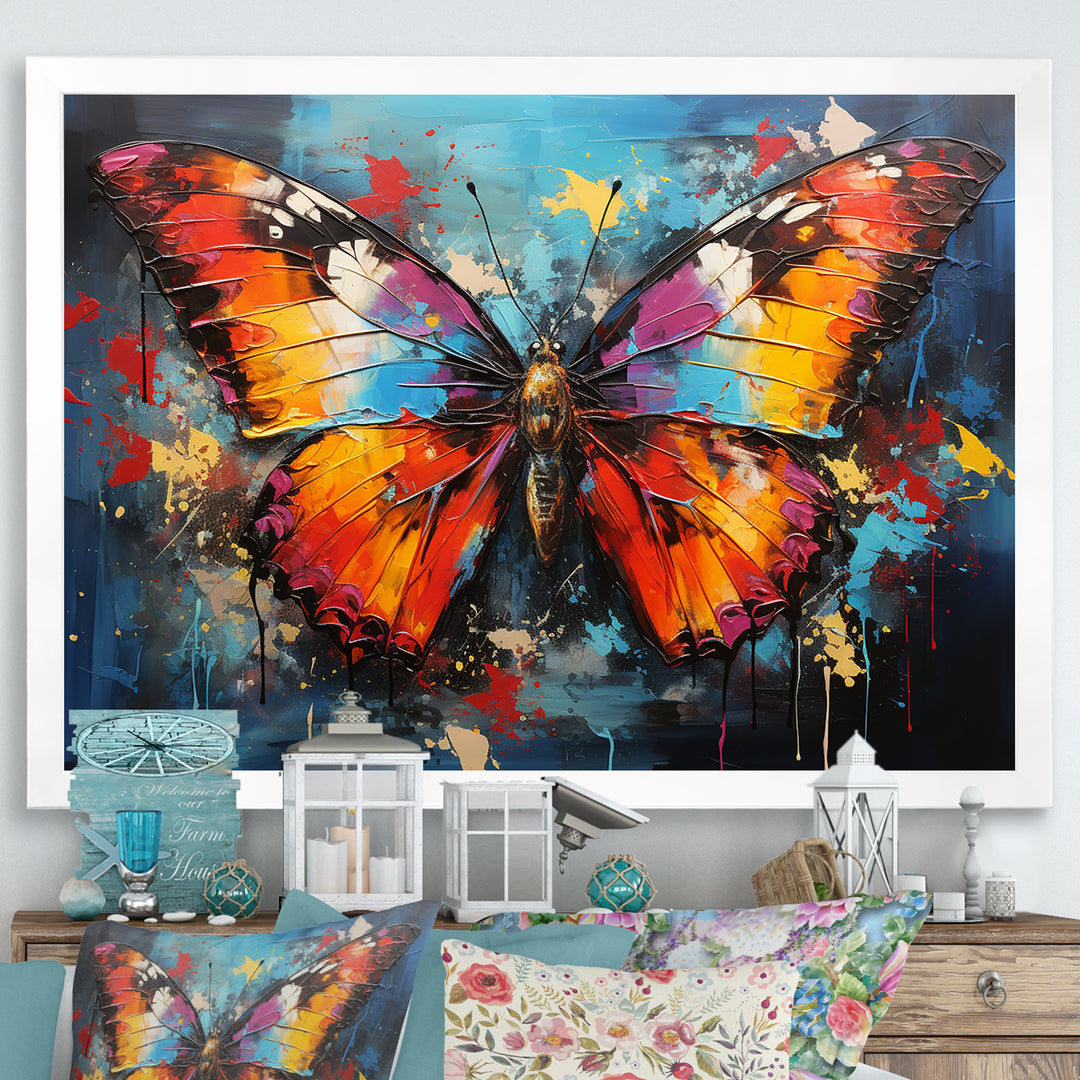 Bold Pop Colors Infuse Butterflies With Energy - Butterfly Framed Canvas Art