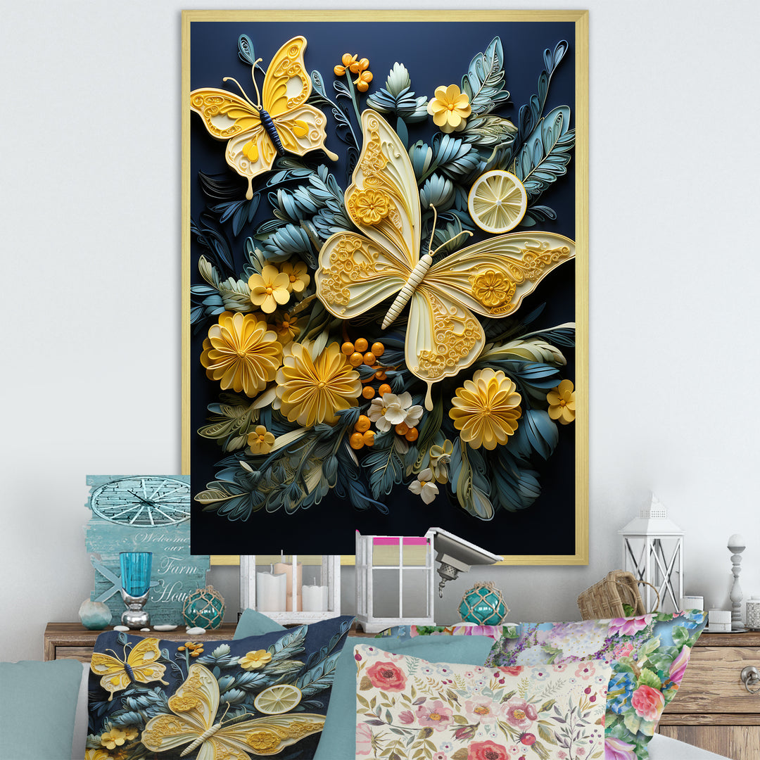 Lemon Yellow Butterfly Delight - Butterfly Home Decor Art