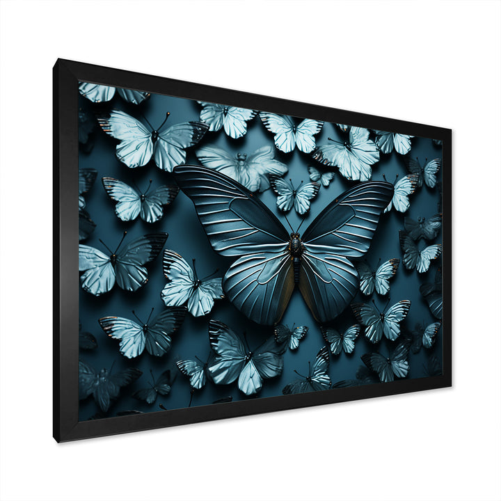 Deep Charcoal Tones Depict Butterflies - Butterfly Canvas Wall Art