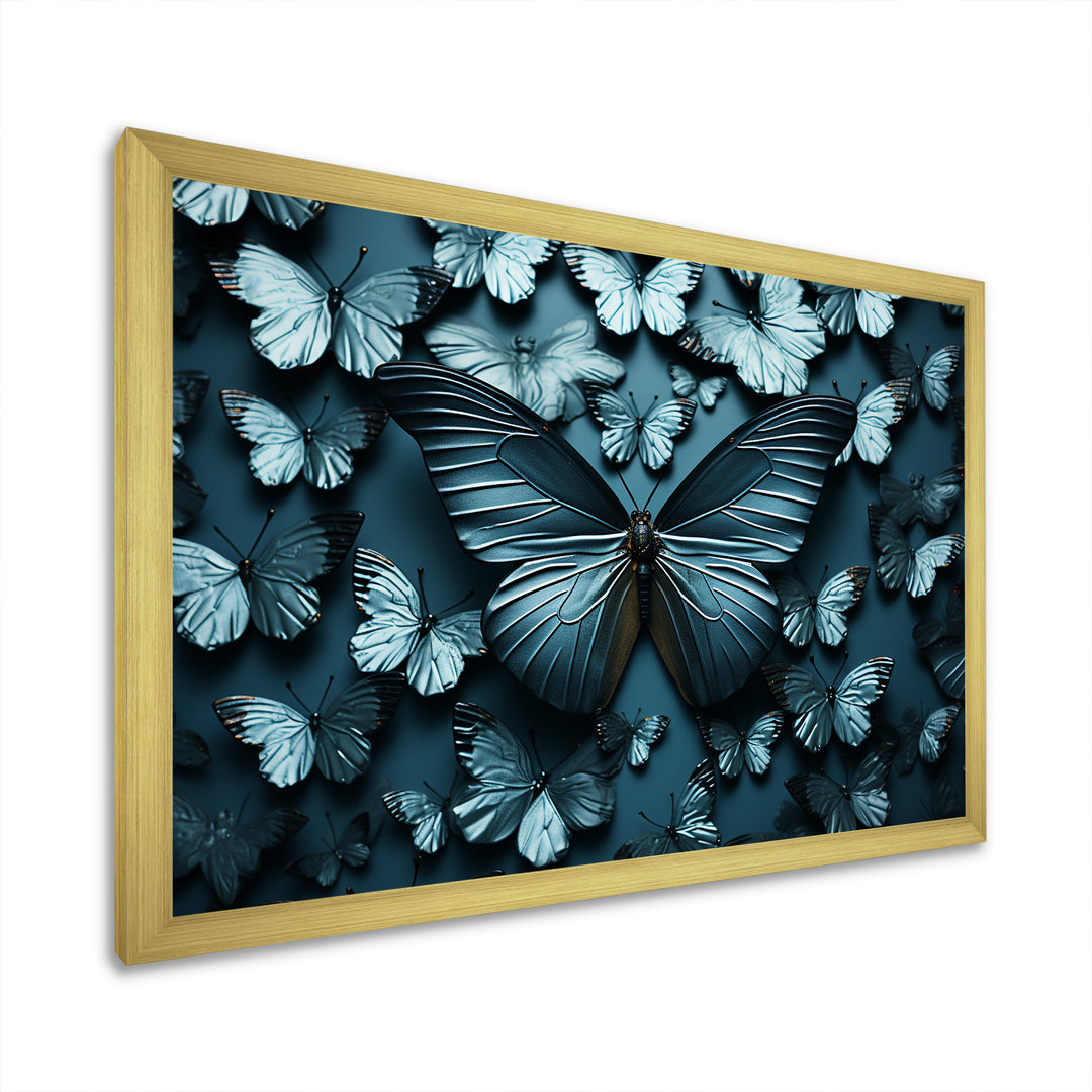 Deep Charcoal Tones Depict Butterflies - Butterfly Canvas Wall Art
