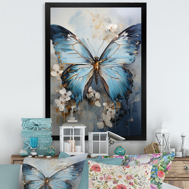 Butterfly Ethereal Blues Form Abstract Elegance - Butterfly Wall Art Prints