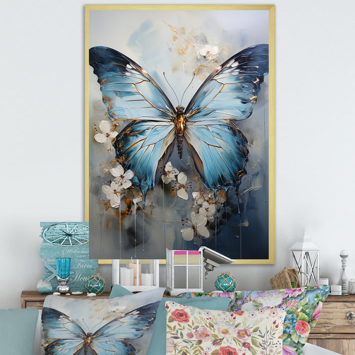 Butterfly Ethereal Blues Form Abstract Elegance - Butterfly Wall Art Prints
