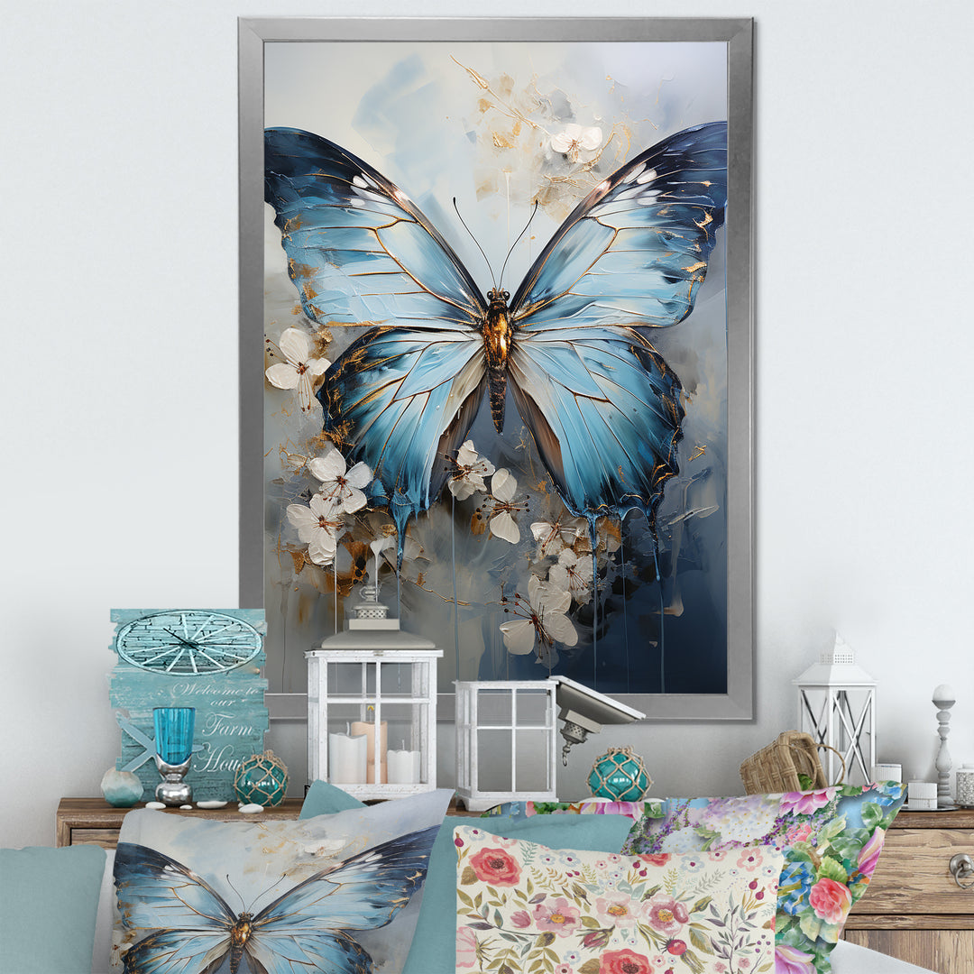 Butterfly Ethereal Blues Form Abstract Elegance - Butterfly Wall Art Prints