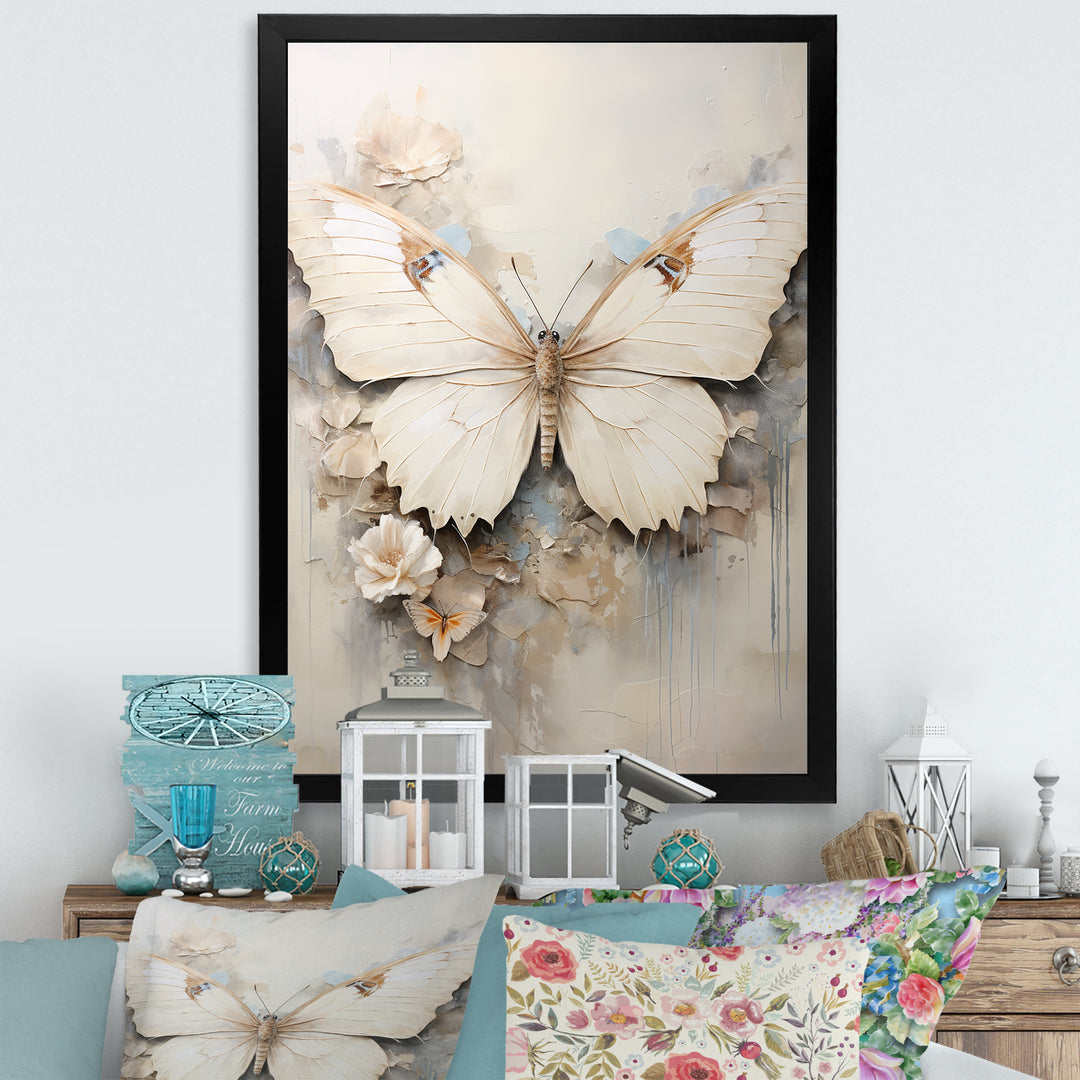 Minimalism Beige Butterfly - Butterfly Wall Art Prints