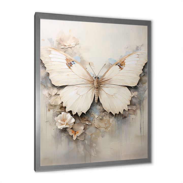 Minimalism Beige Butterfly - Butterfly Wall Art Prints