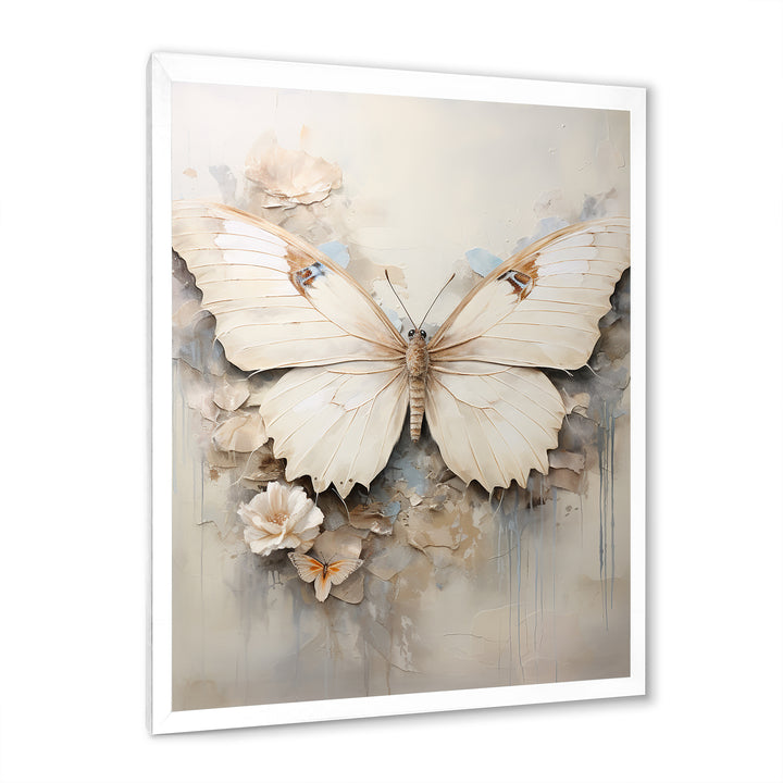 Minimalism Beige Butterfly - Butterfly Wall Art Prints