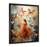 Butterfly And Woman Dance - Animals Canvas Wall Art