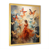 Butterfly And Woman Dance - Animals Canvas Wall Art