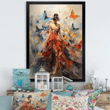 Butterfly And Woman Dance I - Animals Canvas Wall Art