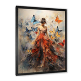 Butterfly And Woman Dance I - Animals Canvas Wall Art