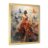 Butterfly And Woman Dance I - Animals Canvas Wall Art