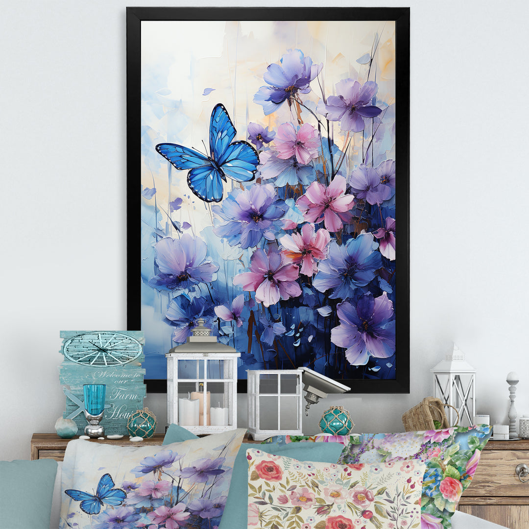 Sapphire Blue Hues Capture The Delicate Flight - Butterfly Home Decor Art