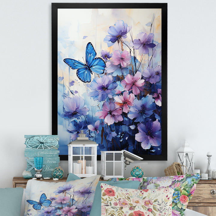 Sapphire Blue Hues Capture The Delicate Flight - Butterfly Home Decor Art