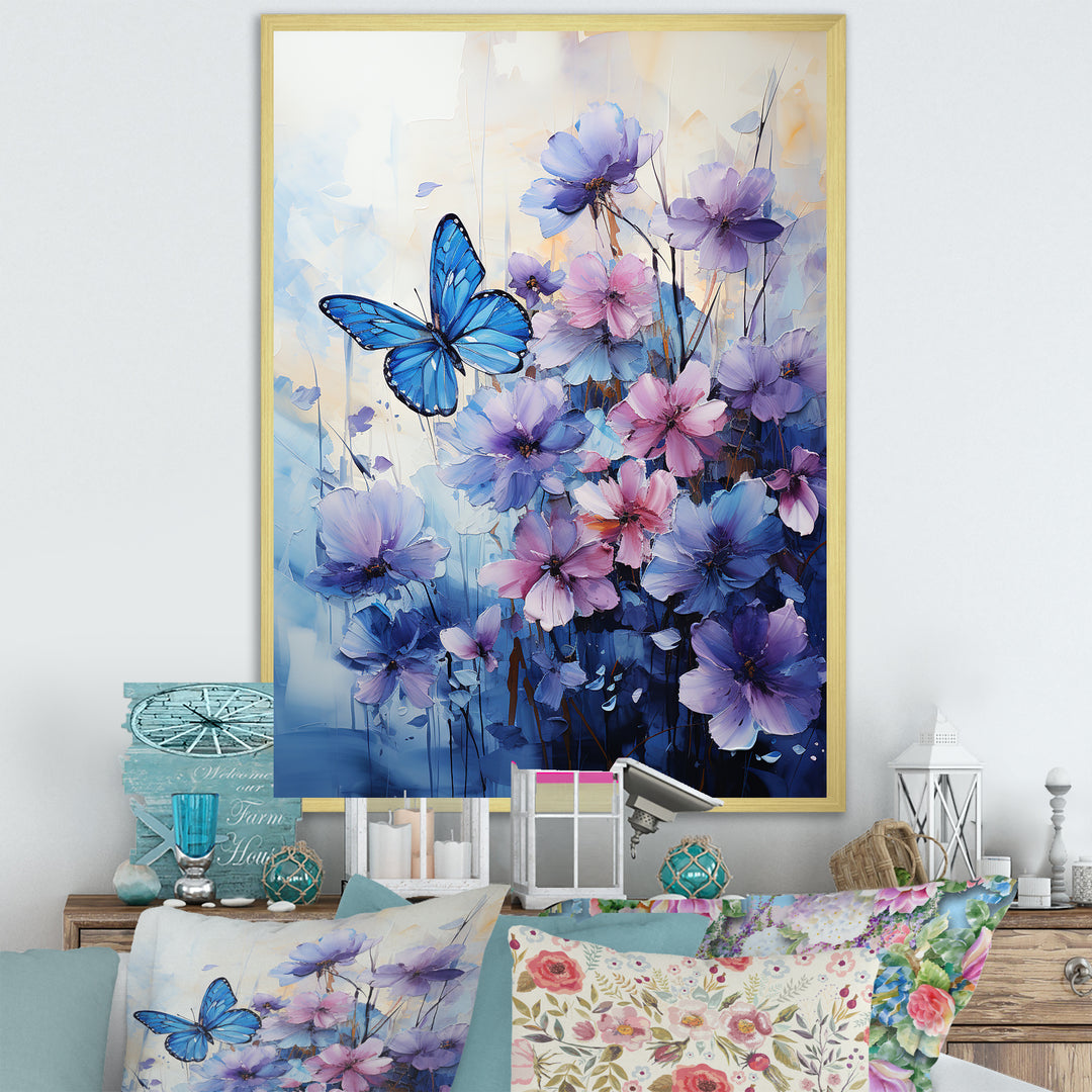 Sapphire Blue Hues Capture The Delicate Flight - Butterfly Home Decor Art