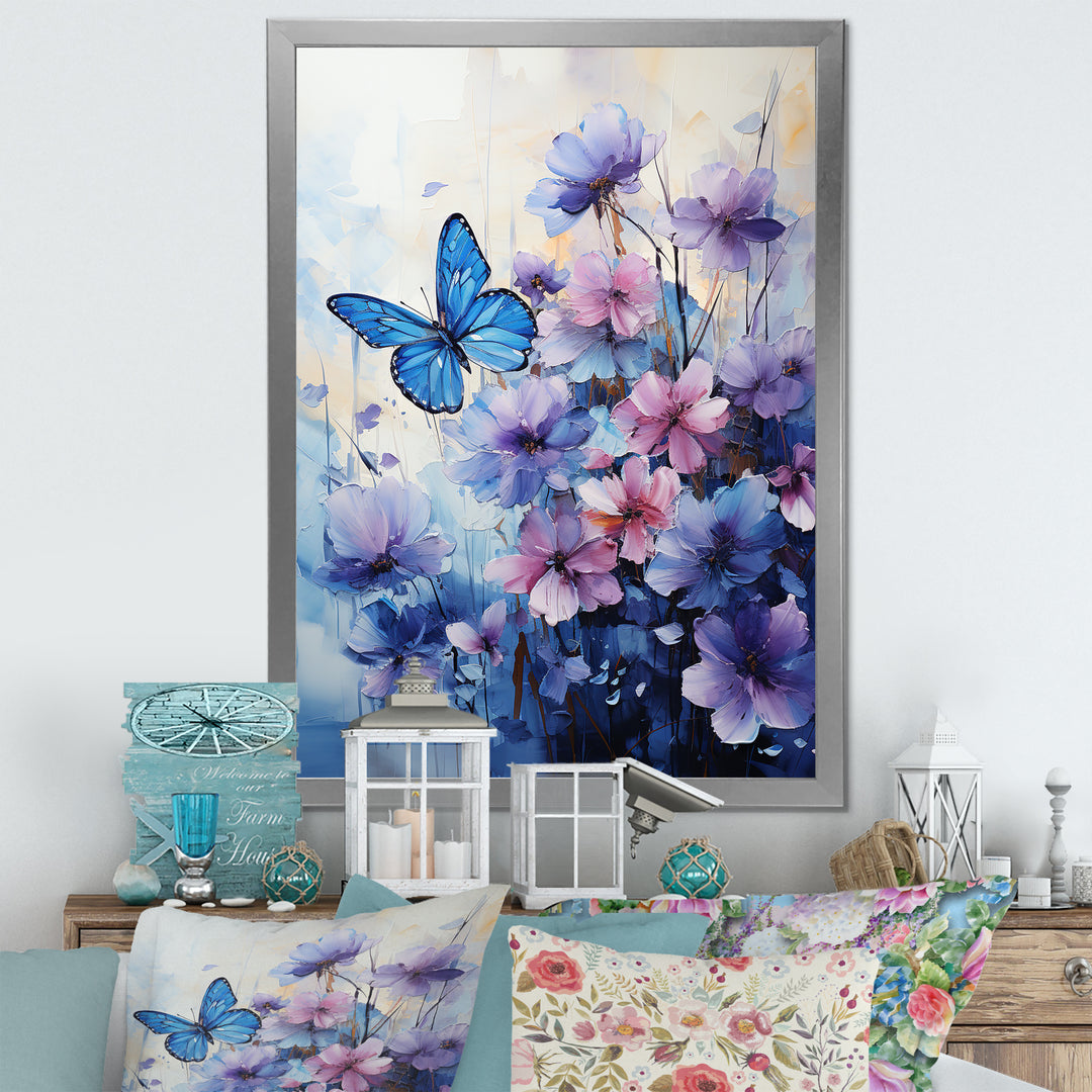 Sapphire Blue Hues Capture The Delicate Flight - Butterfly Home Decor Art