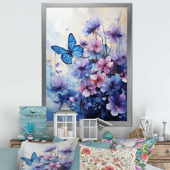 Sapphire Blue Hues Capture The Delicate Flight - Butterfly Home Decor Art
