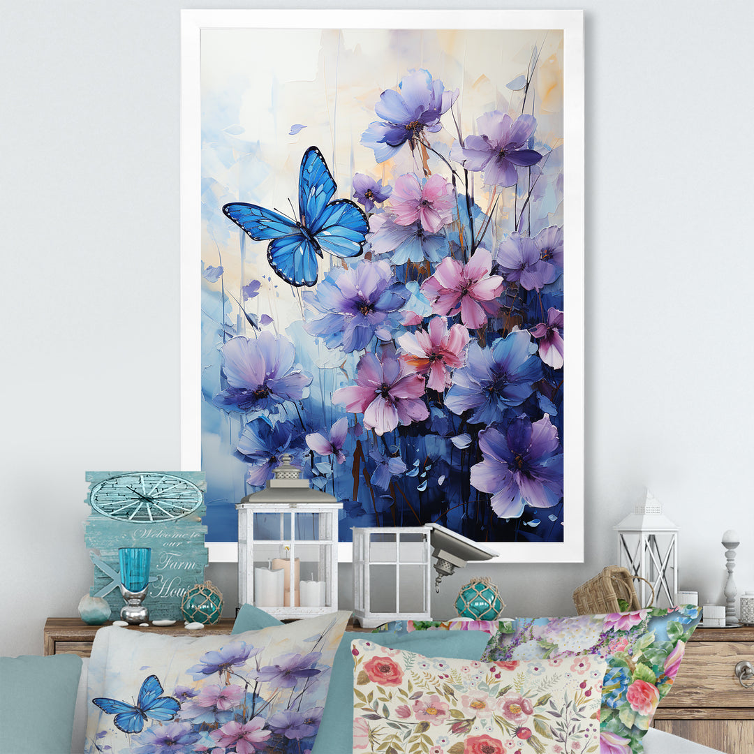 Sapphire Blue Hues Capture The Delicate Flight - Butterfly Home Decor Art