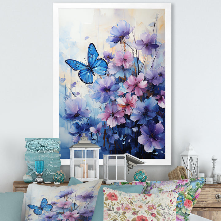 Sapphire Blue Hues Capture The Delicate Flight - Butterfly Home Decor Art