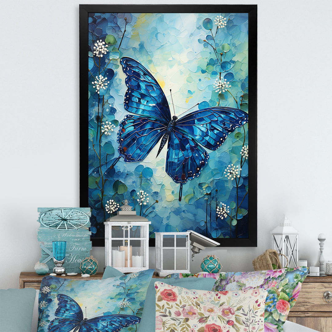 Butterfly Sapphire Flutter - Butterfly Bedroom Wall Art