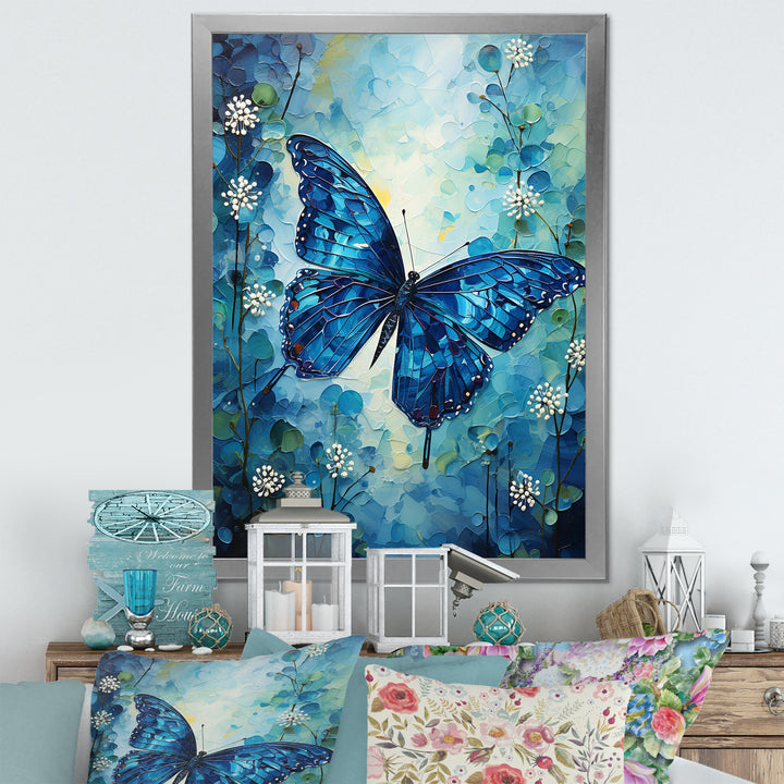 Butterfly Sapphire Flutter - Butterfly Bedroom Wall Art