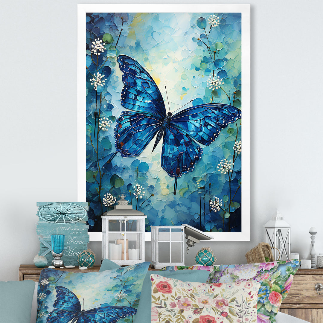 Butterfly Sapphire Flutter - Butterfly Bedroom Wall Art