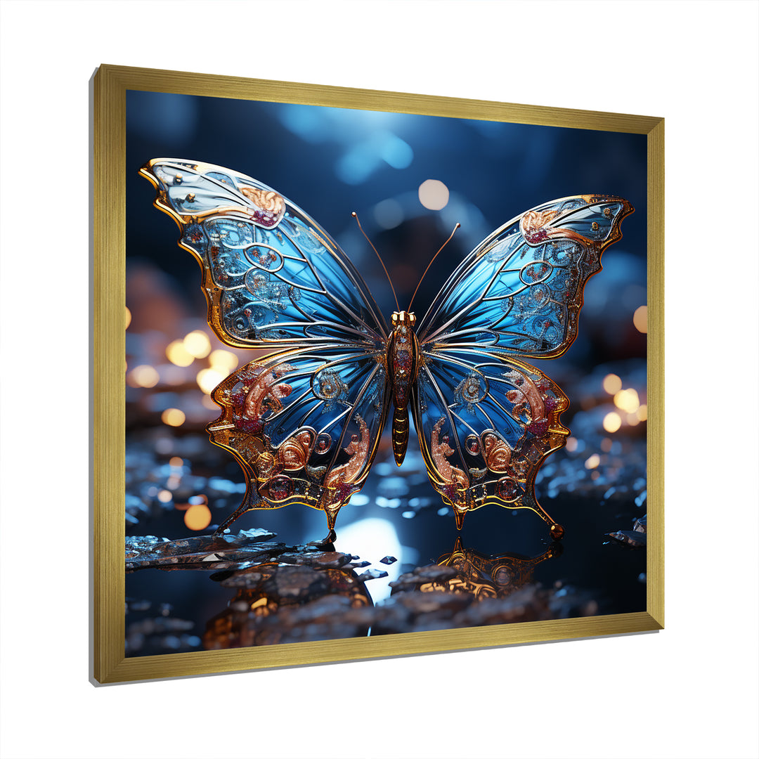 Butterfly Watery Blues - Butterfly Large Canvas Wall Art