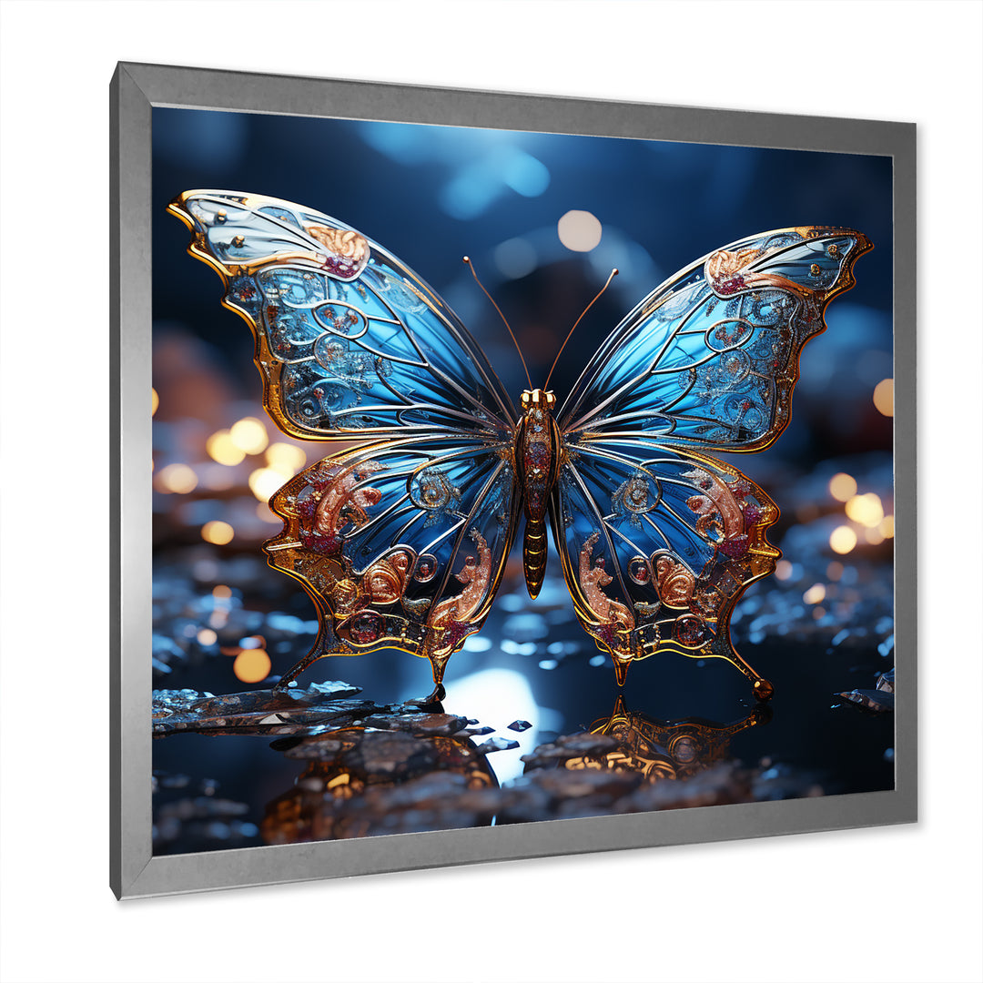 Butterfly Watery Blues - Butterfly Large Canvas Wall Art