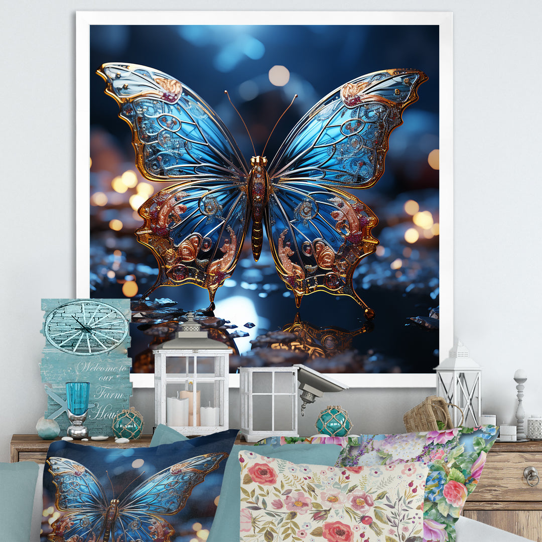 Butterfly Watery Blues - Butterfly Large Canvas Wall Art