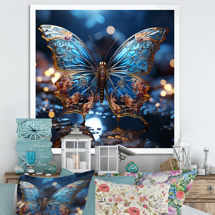 Butterfly Watery Blues - Butterfly Large Canvas Wall Art