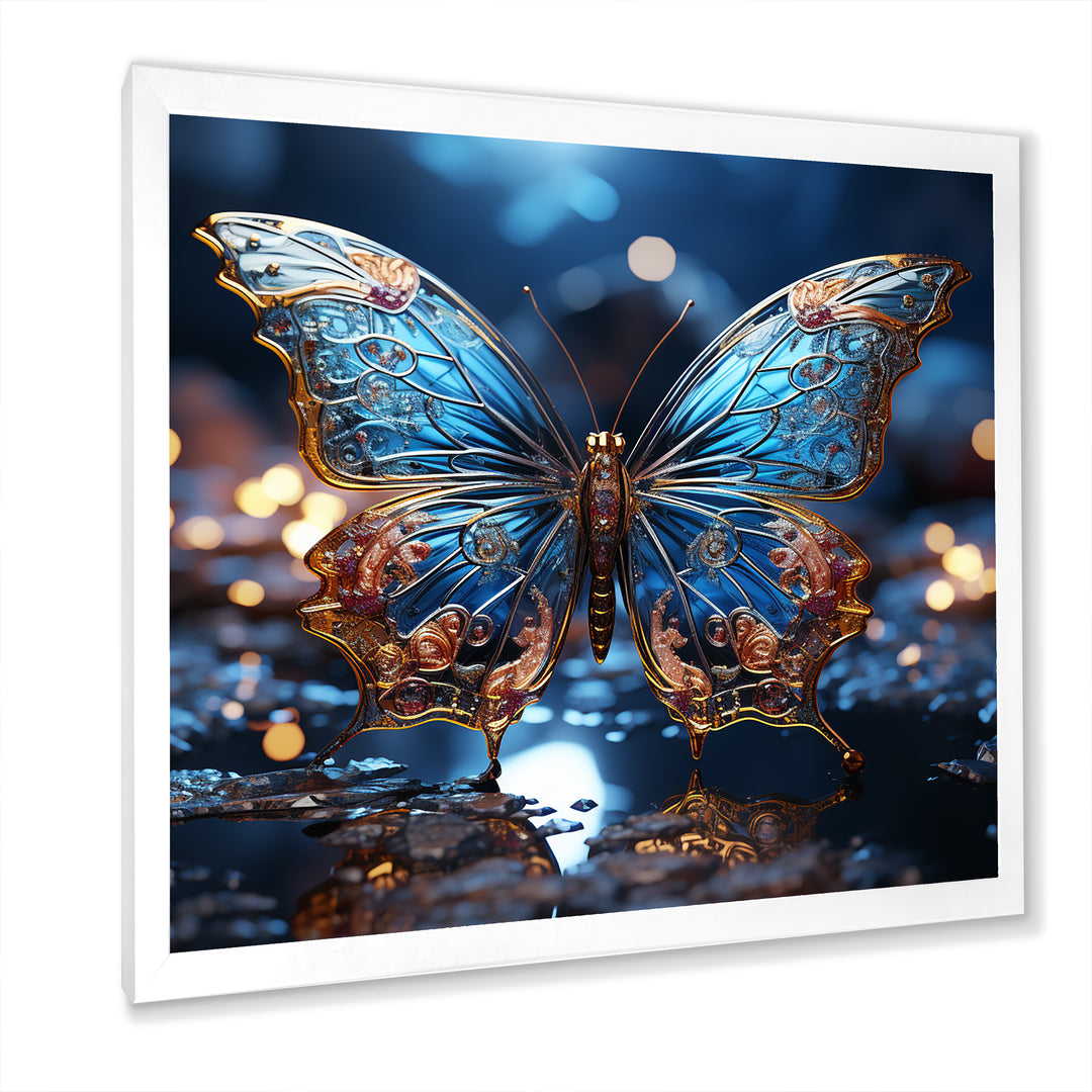 Butterfly Watery Blues - Butterfly Large Canvas Wall Art