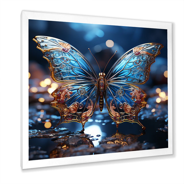 Butterfly Watery Blues - Butterfly Large Canvas Wall Art