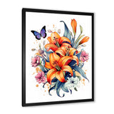 Whimsical Butterfly And Colorful Lilies - Butterfly Bedroom Wall Art